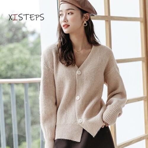 Loose Cardigans Women 2021 Single Breasted Winter Oversized Sweaters White Khaki Pink Korean Style Women Knitted Outwear