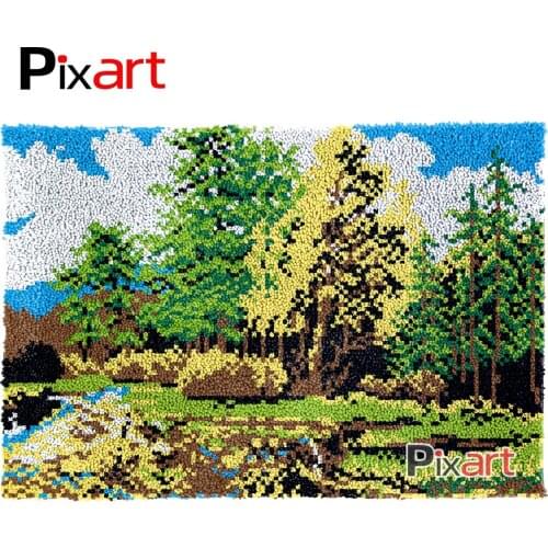 Latch Hook Rug Quiet Forest Crocheting Wall Tapestry Kits DIY Carpet Rug Chunky Yarn Needlework Knitted Floor Mat Hobby & Crafts