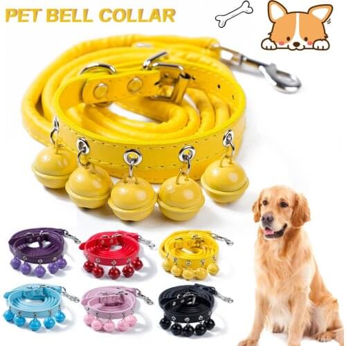 Lightweight Practical Universal Pet Training Leash Collar with Bells Exquisite Pet Collar Set Metal Buckle for Traveling
