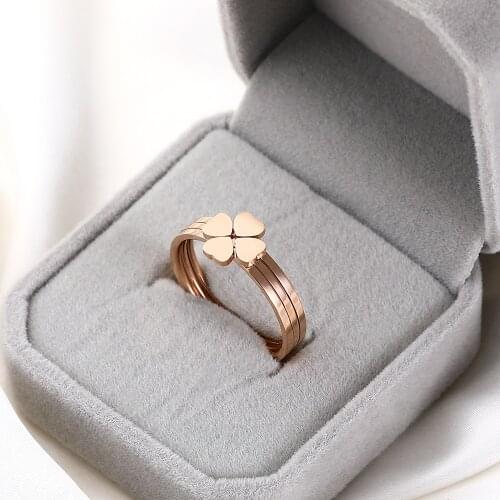 Minimalist Heart shape Ring Sets For Women High Quality Stainless Steel Female Finger Jewelry Femme Rose Gold Party Gift Ring