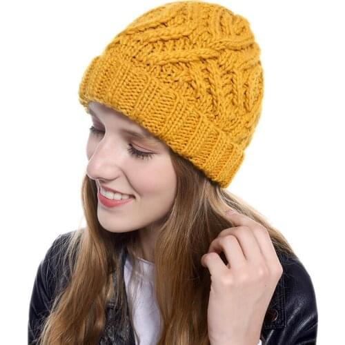 Knitted Winter Slouchy Beanie Hat Crochet Cable Ski Cap Baggy Slouch Hats for Women