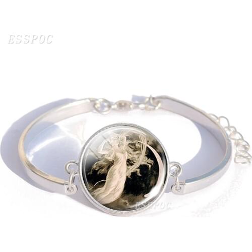 Fashion Women Jewelry Fairy Crystal Bracelet Angel Wings Silver Color Glass Cabcohon Bracelets Bangle Butterfly Fairy Girls Gift