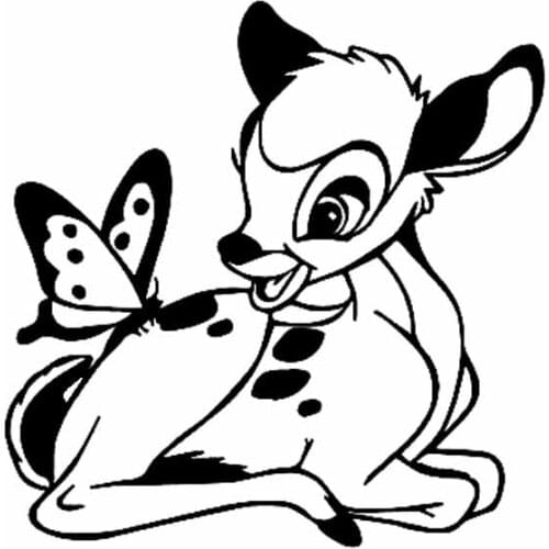 PLAY COOL Cartoon Bambi Deer with Butterfly Cute Animal Car Sticker Automobiles Motorcycles Exterior Accessories Vinyl Decals