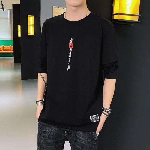 Mens Autumn Coat Round neck Autumn Clothes Long Sleeve T-shirt Mens 2020 Spring And Autumn New Korean Fashion Casual Bottoming