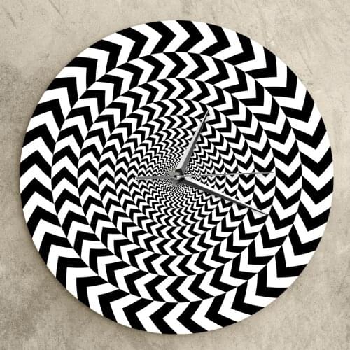 Spiral Geometric Optical Illusion Wall Clock Hypnotic Black And White Silent Wall Clock Modern Design Sweep Abstract Wall Art