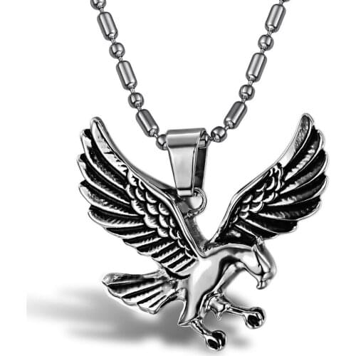 Stainless Steel Vintage American Bald Eagle Charm Jewlery Pendant Patriotic Necklace Tribal Biker Jewelry for Mens
