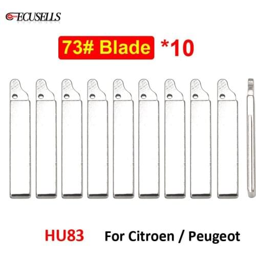 10Pcs/Lot NO.73 Folding Flip Remote Car Key Blank 73# HU83 Uncut Blade for Citroen for Peugeot 307 For Renault with Groove