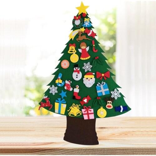 DIY Felt Christmas Tree with Ornaments Kids Gifts Xmas Tree Door Wall Hanging Christmas Decorations for Home Decor 2021 New Year