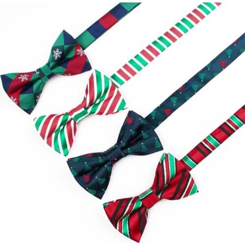 Christmas bowtie for men Striped snowflake pattern bow tie Women Fashion Butterfly Party Wedding Cravat Red Plaid Bow