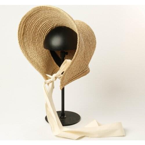 Womens Summer Hat Loli Hat Sun Protection Cap Female Dome Girl Big Wide Brim Hat Straw Hat Beach Travel Sun Hat With Chin Strap