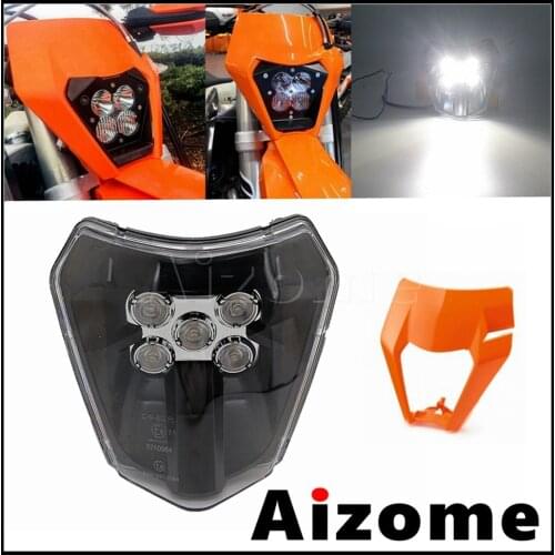 E8 Dual Sport Dirt Bikes Motorcycle LED Headlight For EXC SX SX-F XC XC-W XC-F FC FE TC TE TX FX 125-500 690 Enduro Head Light