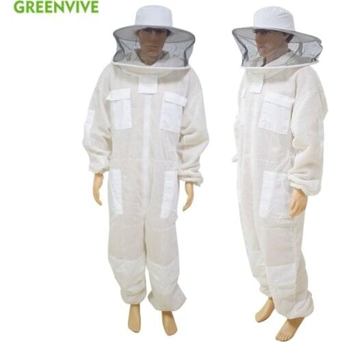 3-Layers Ultra Breathable Ventilated Beekeeping Suit with Round Veil Professional Anti Bee Protective Suit