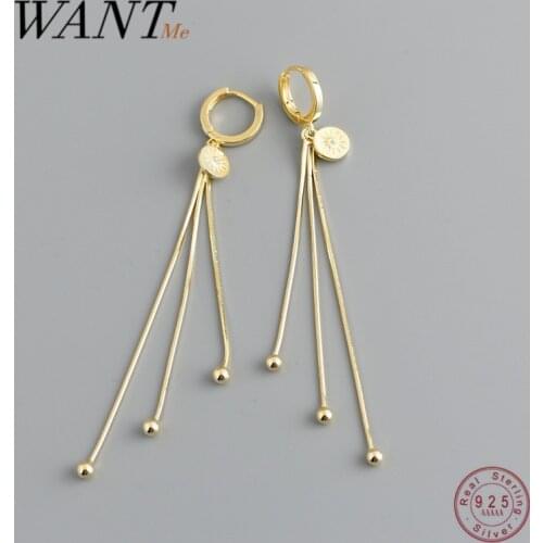 WANTME Genuine 925 Sterling Silver Gothic Ethnic Cross Tassel Earline Earring for Fashion Women Bohemian Punk Charming Jewelry