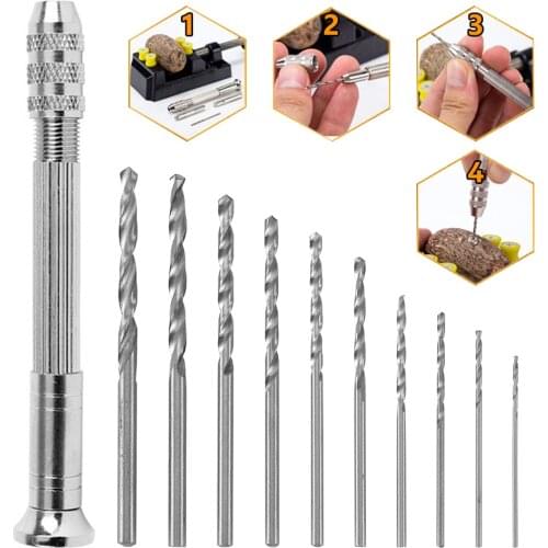 1/10/11Pcs Stainless steel DIY Clamping Screw Making Precision Mini Hand Drill Bit Set Sturdy Tools Kit for Resin Wood Keychain