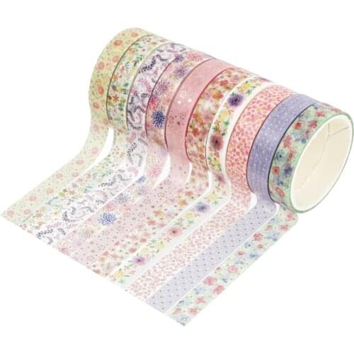10 Rolls Hot Stamping Decorative Materials Skinny Floral Tape for Journal