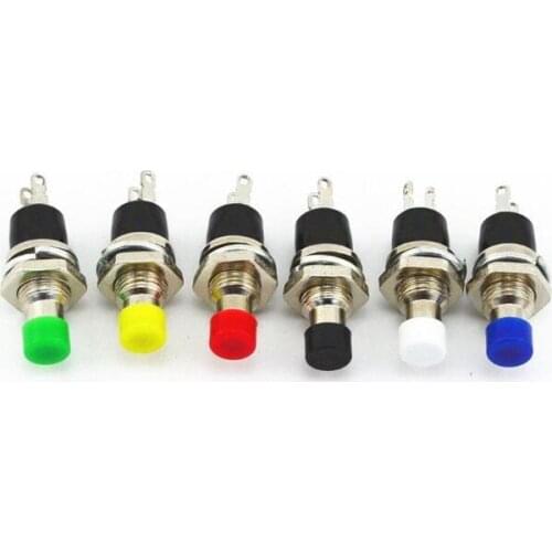 10Pcs 7mm Thread Multicolor 2 Pins Momentary Push Button Switch