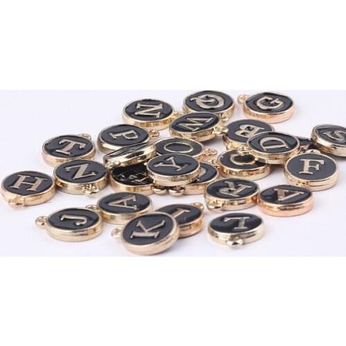 10pcs/lot 12*14mm Y~Z Black White Pink Alphabet Initial Charms Letters Enamel Pendant For Diy Bracelet Jewelry Making Finding