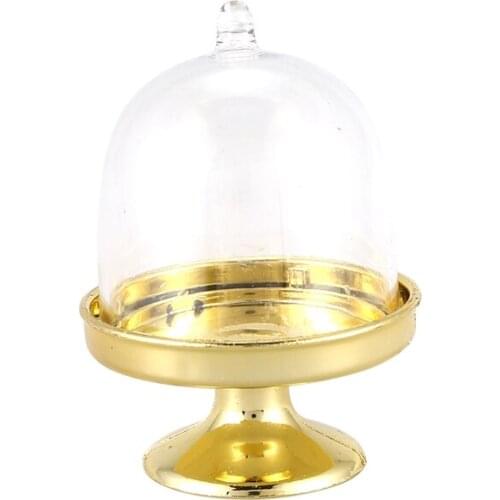 12x Mini Cake Stand Cupcake box Wedding Party Plastic Candy Box Gold