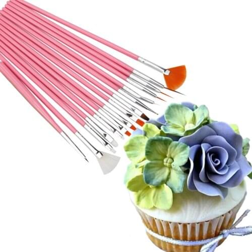 15Pcs Fondant Cake Brush Pen Baking Accessories Multifunction Icing Pastry Cookie Cupcake Painting Sugarcraft Tools