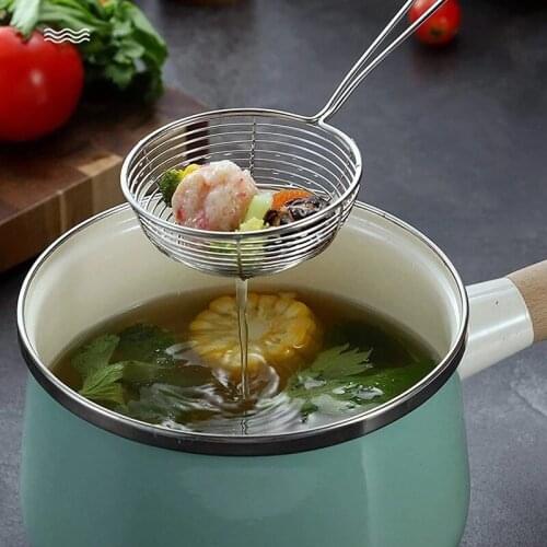 3 Sizes Skimmer Stainless Steel Colander Mesh Oil Strainer Flour Sifter Sieve Colander Leak Spoon Noodle Strainer Cooking Tools