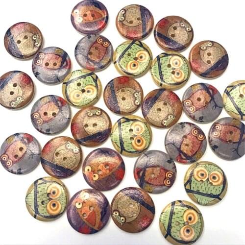 300PCS 2 Holes Owl Wood Buttons for Sewing Scrapbooking Clothing Crafts Handmade Card Making DIY Home Decor Tools