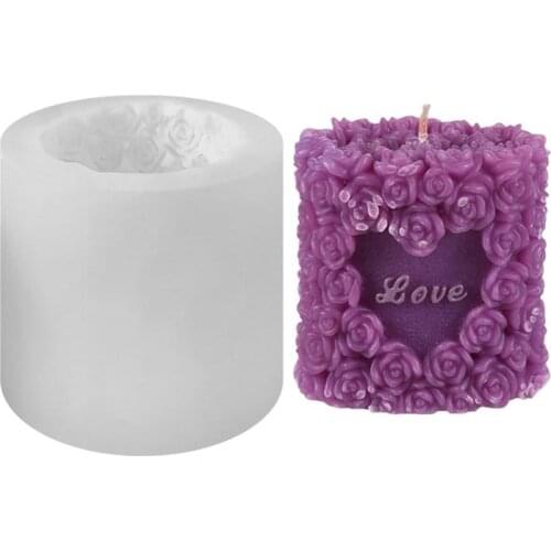 3D Rose Love Candle Mold Wedding Silicone Candle Mould Decorating Crafts Fondant Cake Decorating Mould