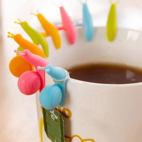 5Pcs Cute Candy Colors Exquisite Snail Shape Silicone Tea Bag Holder Tea Tools