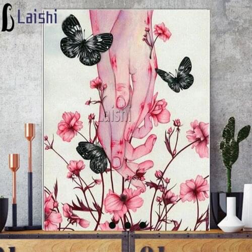 5d Diamond mosaic Thorny rose Butterfly girl hand picture of home decor Diamond Embroidery cross stitch Handmade Rhinestone gift