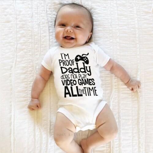 White Costume Newborn Baby Clothes Daddy Game Letters Print Romper Playsuit Sunsuit Outfits Infant Boys Girls Summer Rompers