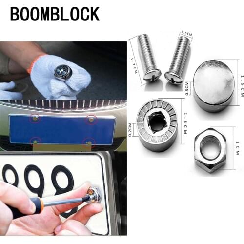 BOOMBLOCK 16pcs/set Car License Plate Screws Covers Tightly For Audi A4 A3 A6 C6 B7 B8 B5 Q5 Seat Leon Ibiza Skoda Fabia Yeti