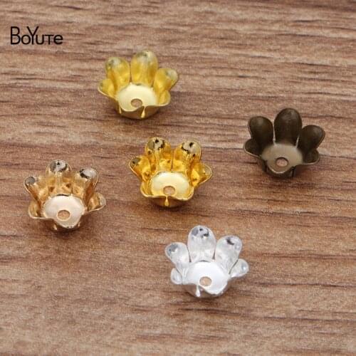 BoYuTe (200 Pieces/Lot) 5*10MM Metal Brass Flower Bead Caps Diy Handmade Jewelry Making Accessories Wholesale