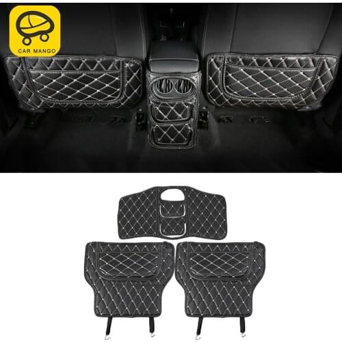 CARMANGO Car Accessories Rear Back Seat Anti-kick Anti-dirty PU Cushion Pad Mat Decoration for VW Volkswagen Tiguan 2007-2017