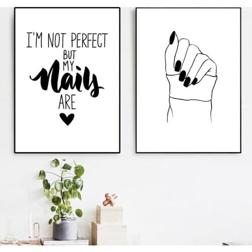 Black White Fashion Nail Wall Art Canvas Painting Posters And Prints Makeup Room Decor Nail Salon Home Decoration