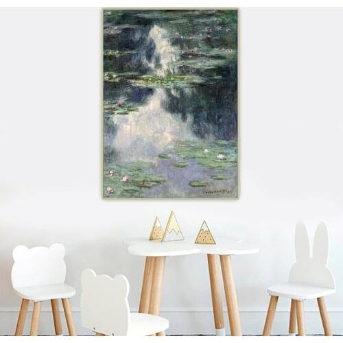 Citon Claude Monet《water lilies 1907》Canvas Oil Painting Artwork Poster Picture Wall Background Decor Home Interior Decoration
