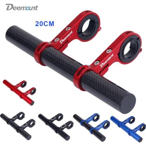Deemount 20CM Bicycle Handlebar Extended Bracket Headlight Mount Bar Computer Holder Lamp Alloy Carbon Fiber Support Extender