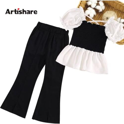 Kids Clothes Patchwork Blouse + Pants Clothes For Girls Spring Autumn Kids Girl Clothes Set Casual Style Tracksuit Kids