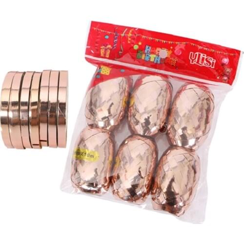 6pcs/Pack 10 meters Long Foil Latex Balloons Laser Rose Gold Ribbon Wedding Birthday Party Decor Helium Balls Accessories Gifts