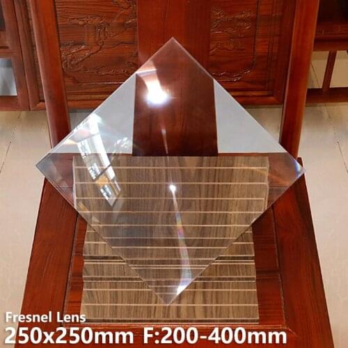 Fresnel len 250x250mm F300mm 13.9" 3 focal lengths Solar energy Field ignition diy Projector Spotlight optical Customizable