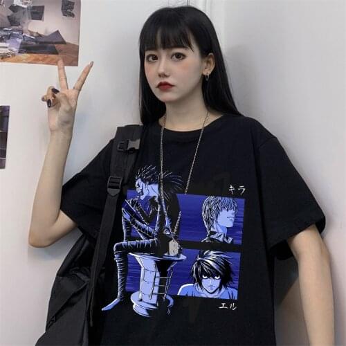 Novelty Death Note Shinigami Ryuk Tshirt Women Short Sleeve Japanese Manga Light Yagami L T-shirt Cotton Anime Tee Gift Idea