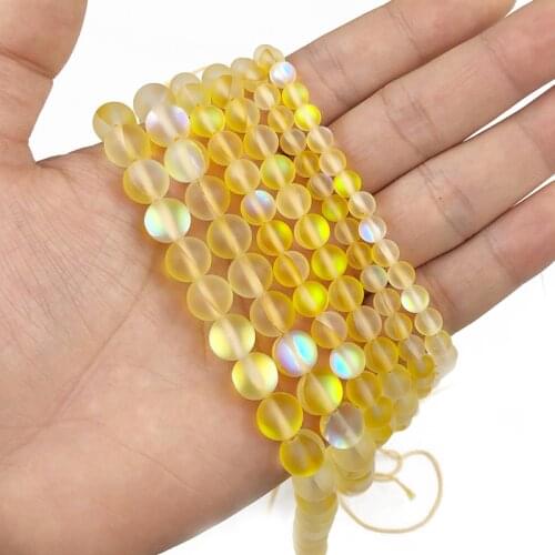 JHNBY Natural ShimmerStone Matte Yellow Labradorite stone 6/8/10MM Round spacers Loose beads for Jewelry making DIY bracelets