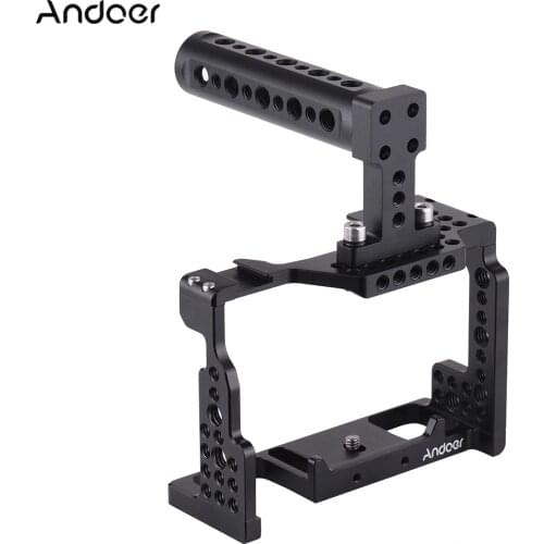 Andoer Camera Cage+Top Handle Kit Video Stabilizer Aluminum Alloy w/ Cold Shoe Mount for Sony A7II/A7III/A7SII/A7M3/A7RII Camera