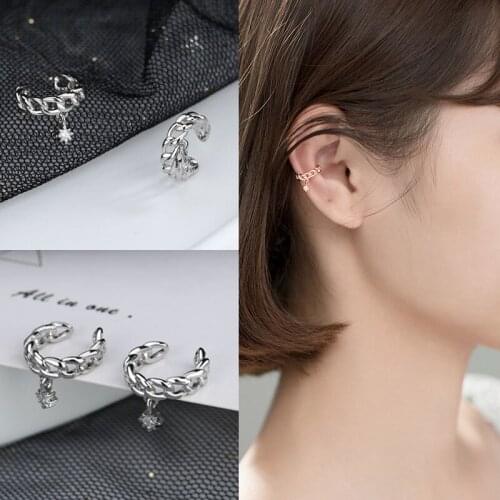 KISSLOVE Punk Rock Clip Earrings No Piercing Trendy Link Chain Earcuffs Statement Cartilage Earrings For Women Party Jewelry