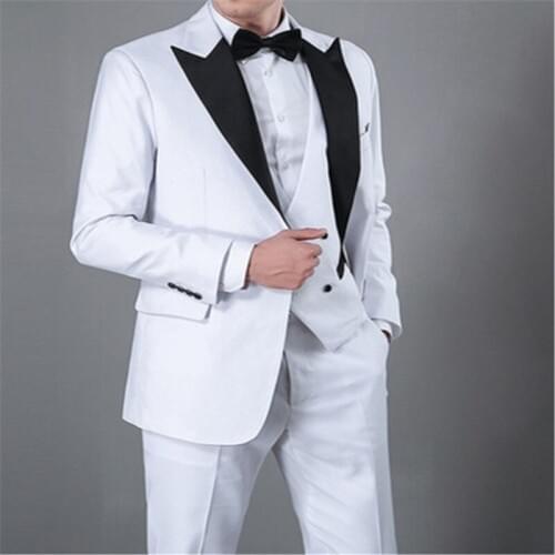 Classic slim Groomsmen Peak Lapel Groom Tuxedos Men Suits Wedding/Prom Best Man Blazer ( Jacket+Pants+Tie+Vest) A227