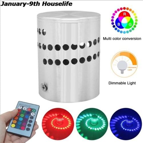 RGB Spiral Hole LED Wall Light Effect Wall Lamp With Remote Controller Colorful Wandlamp For Party Bar Lobby KTV Home Decoration