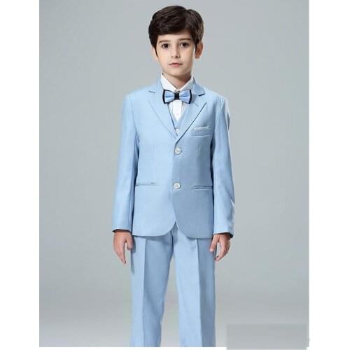 New solid color fashion boy suit three-piece suit (jacket + pants + vest) childrens dance party formal dress