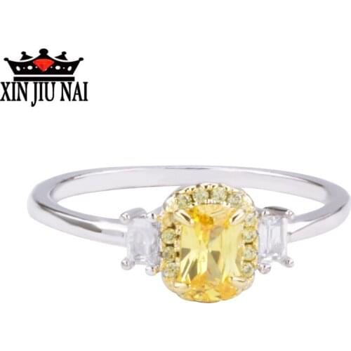 Simple Female Simulated Diamond Ring Luxury Enjoy Yellow Diamond Proposal Ring Rose Sunflower Vigorous Jewelry Wholesale