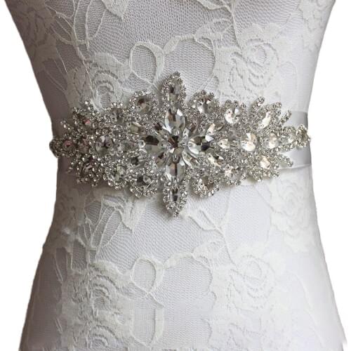 Bride belt high-end luxury rhinestone bride satin belt ladies satin belt wedding dress and dress accessories