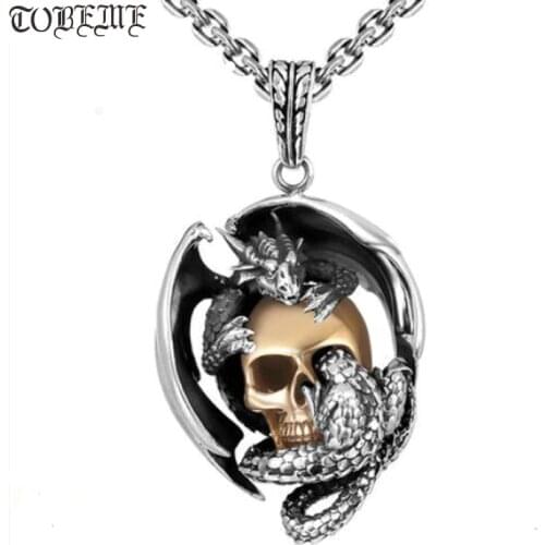 925 Silver Skeleton Pendant Vintage 925 Sterling Silver Skull Pendant Necklace Man Pendant Punk Jewelry Cool Unique