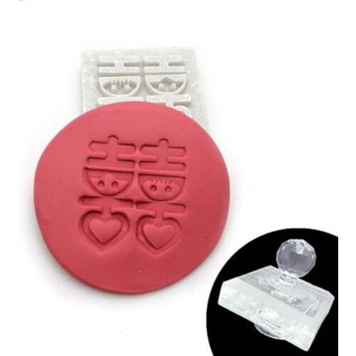 Double Happiness Pattern Stamp Home Clean Natural Seal Acrylic Transparent Imprint Soap Stamp For Wedding Gifts Making Chapter