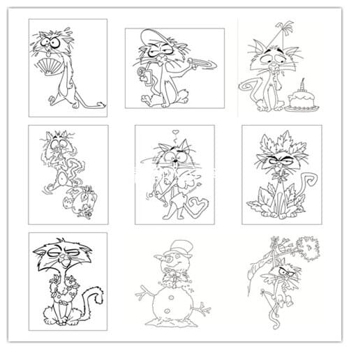 Animal cat Rubber Silicone Clear Stamps for Scrapbooking Tampons Transparents Seal Background Stamp Card Making Diy